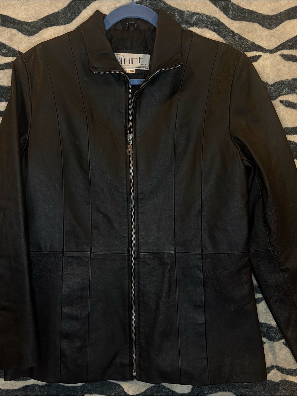 Vintage Comint Genuine Leather Jacket Black Quilted Lining M